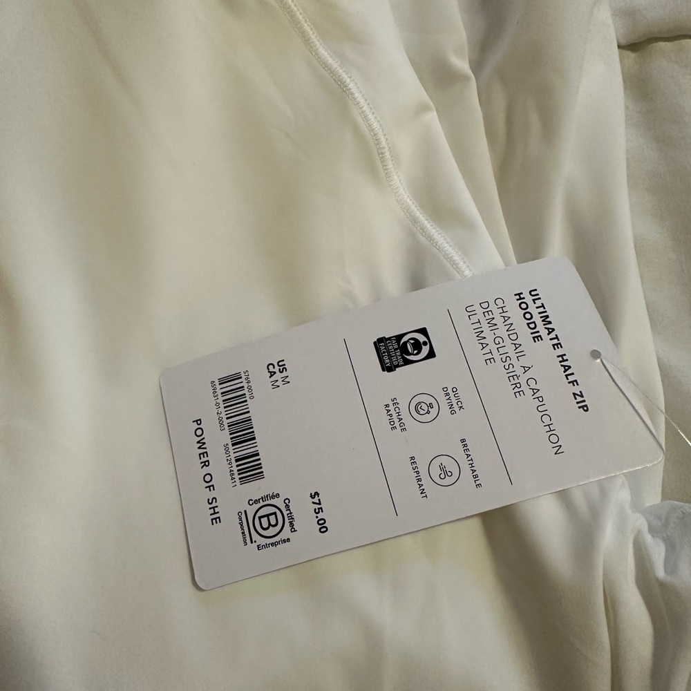 NWT Athleta White Ultimate Half Zip Hoodie
